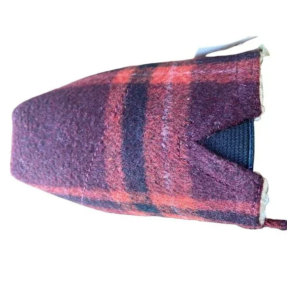 TOMS Womens 9.5 Belmont Red Plaid with Faux Shearling Slip On Shoes New‎ - Picture 2 of 6